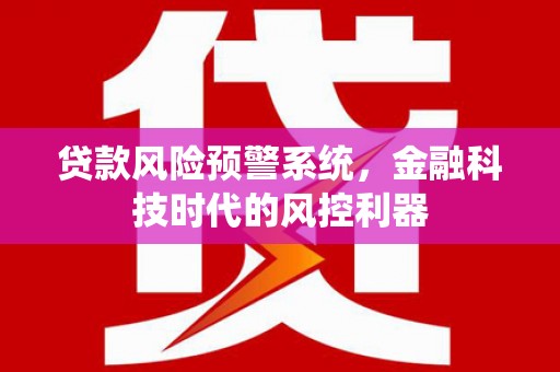 合川贷款风险预警系统，金融科技时代的风控利器