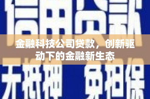 合川金融科技公司贷款，创新驱动下的金融新生态