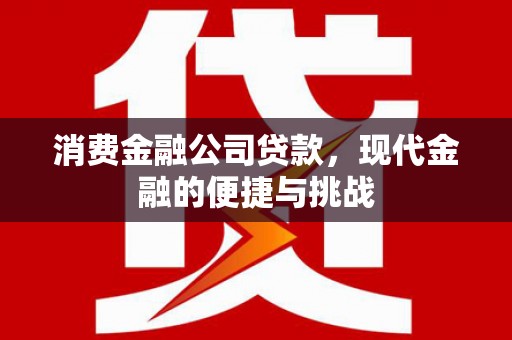 合川消费金融公司贷款，现代金融的便捷与挑战
