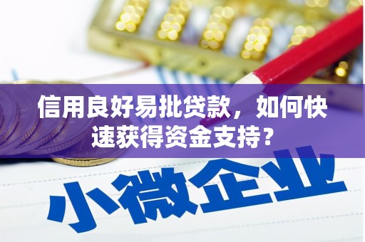 合川信用良好易批贷款，如何快速获得资金支持？