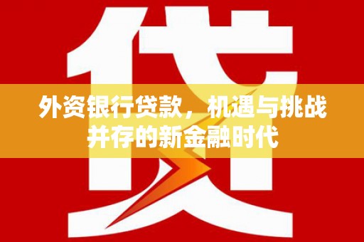 合川外资银行贷款，机遇与挑战并存的新金融时代