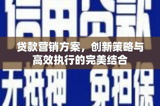 合川贷款营销方案，创新策略与高效执行的完美结合