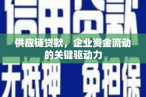 合川供应链贷款，企业资金流动的关键驱动力