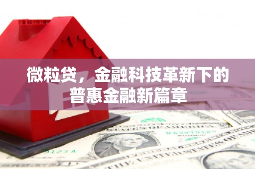 合川微粒贷，金融科技革新下的普惠金融新篇章