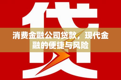 合川消费金融公司贷款，现代金融的便捷与风险