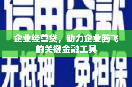 合川企业经营贷，助力企业腾飞的关键金融工具
